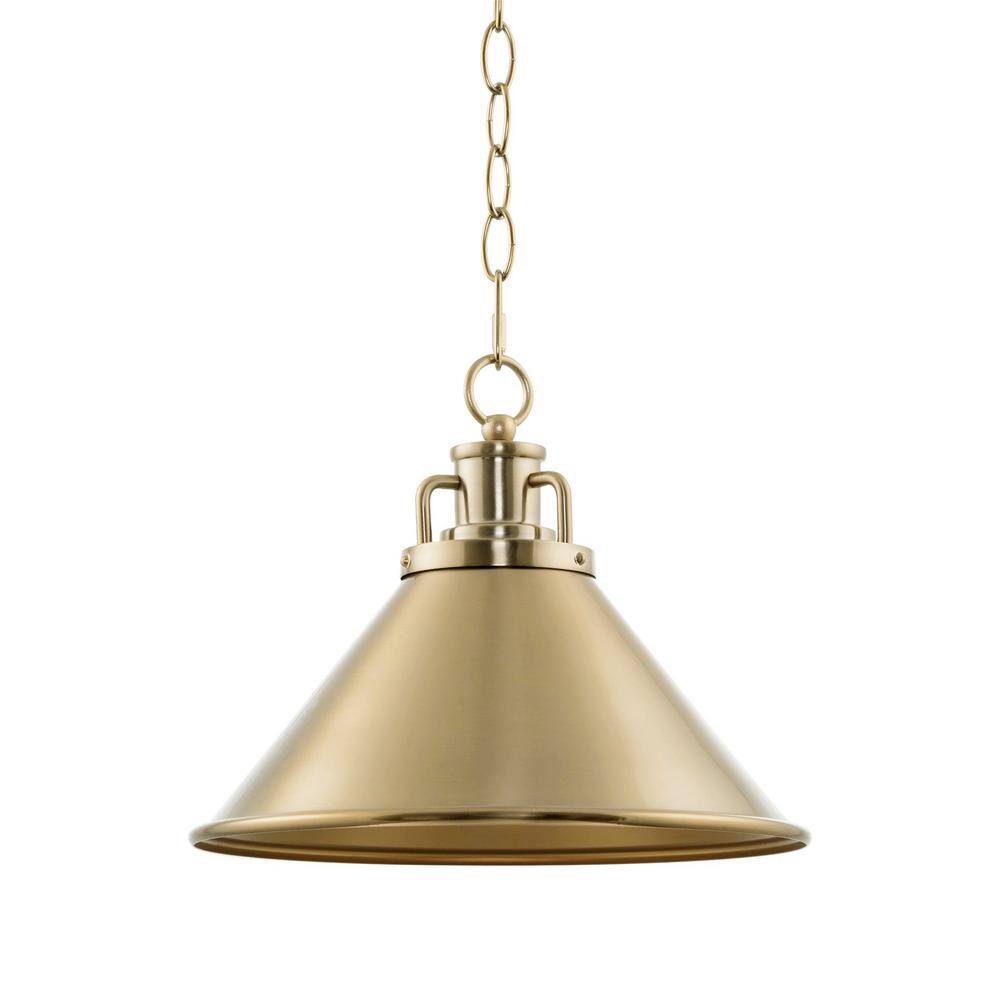 Romine 60-Watt 1-Light Cool Brass Modern Pendant Light with Cool Brass Shade, No Bulb Included price history on PriceWatchPro