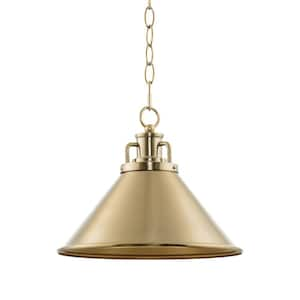 Romine 60-Watt 1-Light Cool Brass Modern Pendant Light with Cool Brass Shade, No Bulb Included