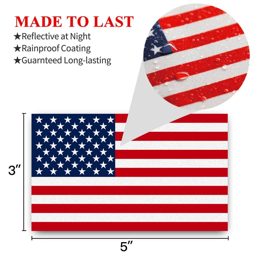 Buy 5 in. x 3 in. American US Flag Decal Patriotic Stars Reflective ...