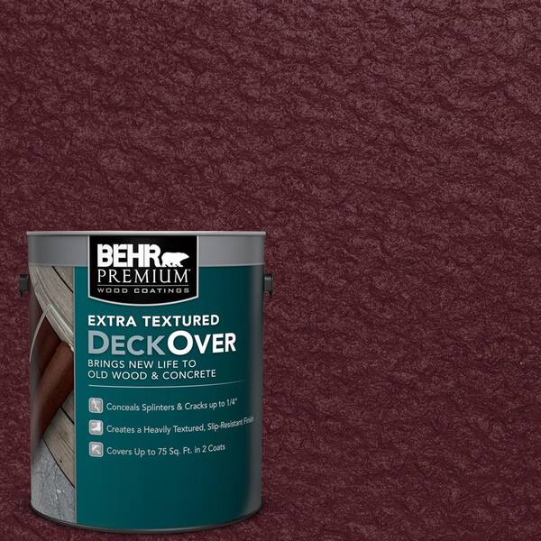 BEHR Premium Extra Textured DeckOver 1 gal. #SC-106 Bordeaux Extra Textured Solid Color Exterior Wood and Concrete Coating