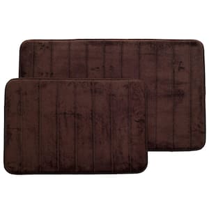 Chocolate 20.25 in. x 32.25 in. Memory Foam 2-Piece Bath Mat Set