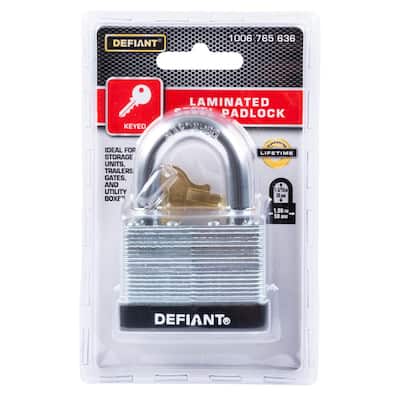 50 mm. 1 in. Laminated Steel Shackle Keyed Padlock (Includes 2 Keys)