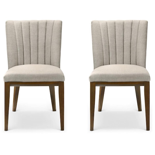 Ashcroft Furniture Co Elle Ivory Mocha Fabric Side Chair Set of 2 