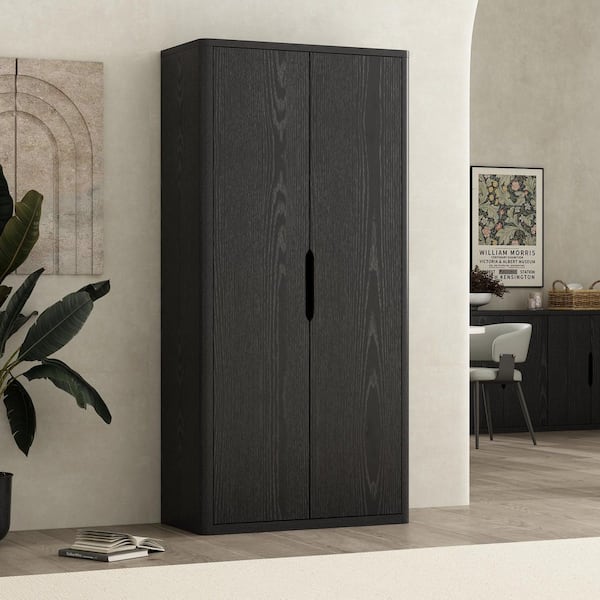 Rivington 79 in. Tall Modern Black Composite Wood 5-Shelf Standard Bookcase