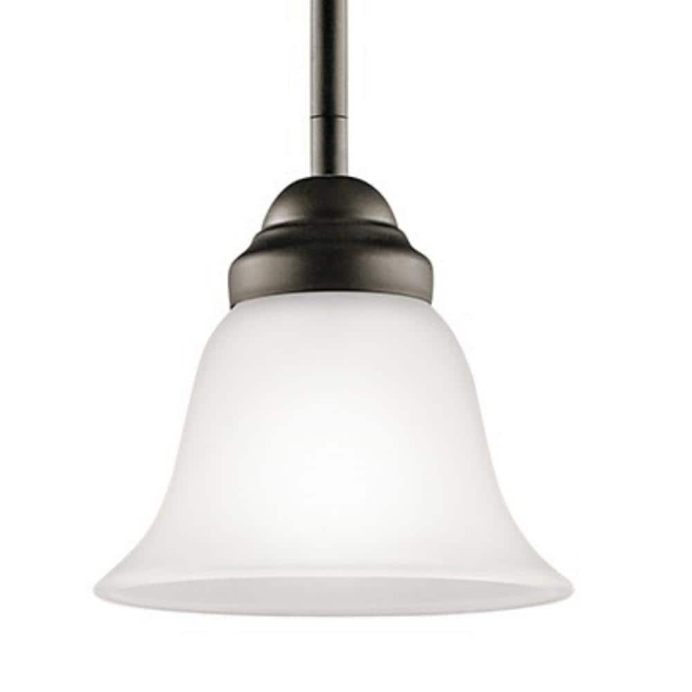 Olde Bronze Mini Pendant with White Glass Shade