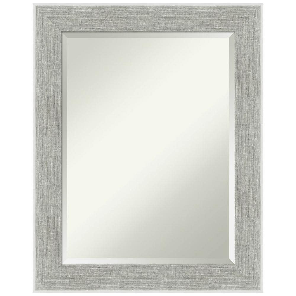 Glam Silver Rectangular Wall Mirror with Linen Frame