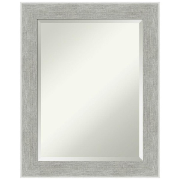 Amanti Art Medium Rectangle Glam Linen Grey Beveled Glass Casual Mirror (29.25 in. H x 23.25 in. W)