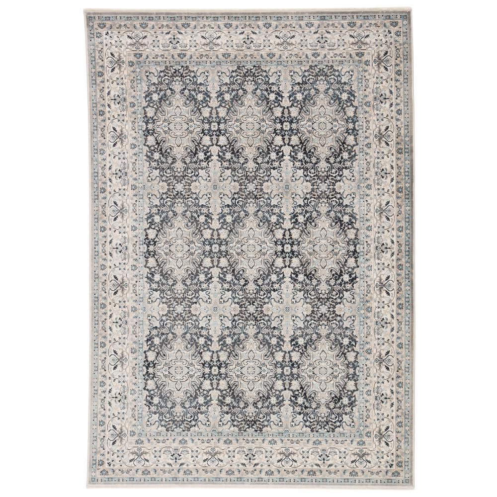 Ioana Power Loomed Dark Blue/Gray 2 ft. x 3 ft. Medallion Area Rug