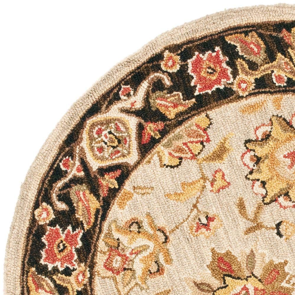 Handmade Round Red Wool 36" Area Rug