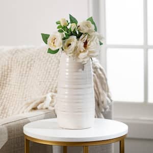 11.5" Off-White Glossed Ceramic Vase