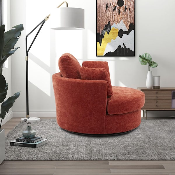 red chenille chair