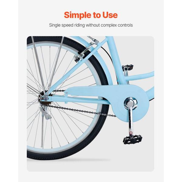 SKYSHALO Cruiser Bike, 1-Speed, 26-In. Light Blue Beach Cruiser