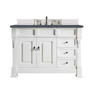 Brookfield 48 in. W x 23.5 in. D x 34.3 in. H Bath Vanity in Bright White with Quartz Top in Charcoal Soapstone