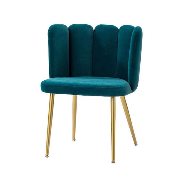 ARTFUL LIVING DESIGN Yginio Teal Velvet Side Chair with Metal Legs