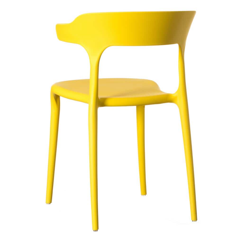 Mid-Century Modern Yellow Polypropylene Outdoor Dining Chair