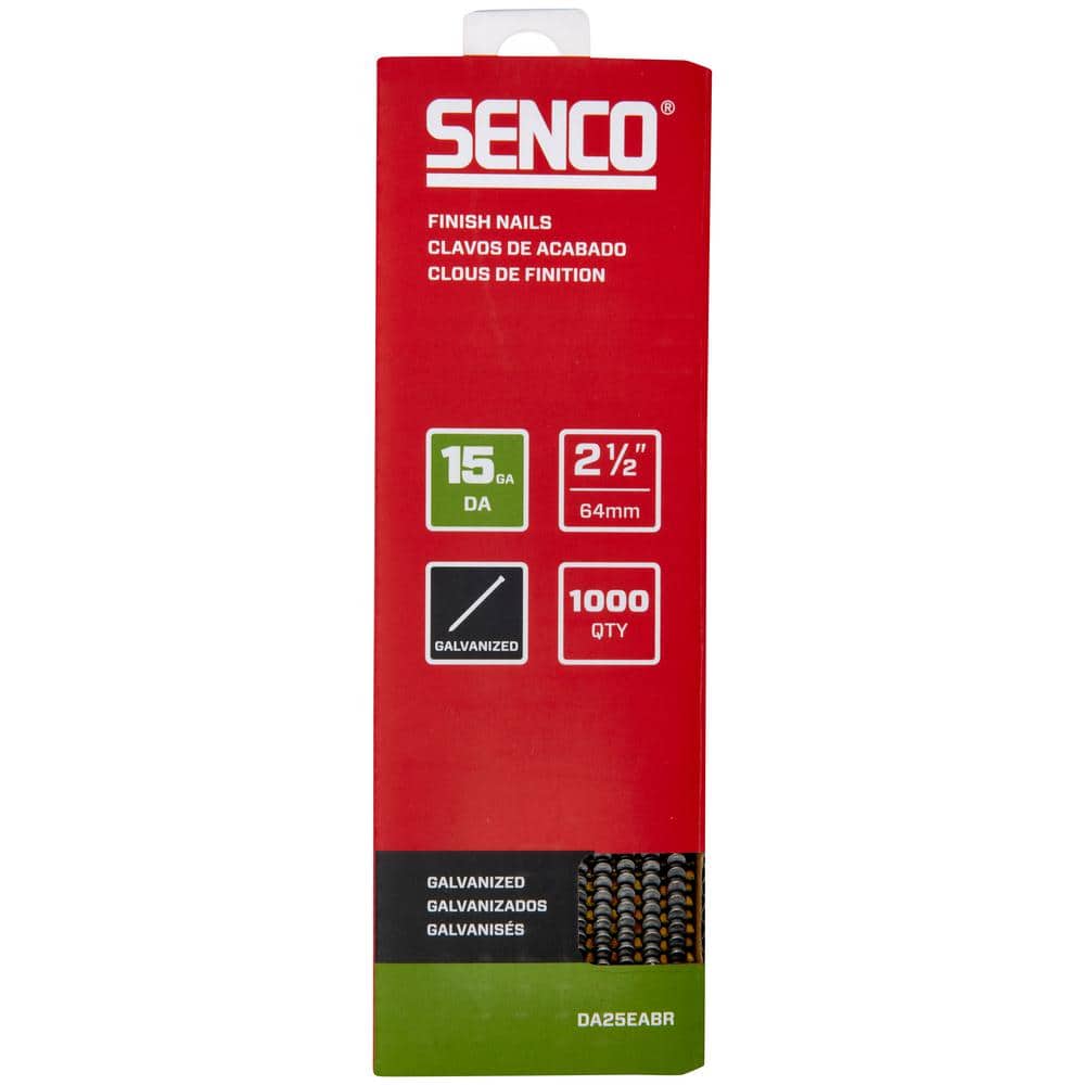 Senco 2 1/2 in. x 15Gauge 34 Galvanized Steel Finish Nails 1000 Per Pack DA25EABR The Home Depot