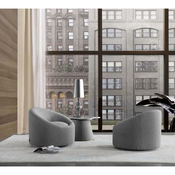 Modrest Frontier Glam Grey Fabric Side Chair