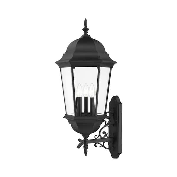 Hamilton 3 Light Textured Black Outdoor Wall Lantern