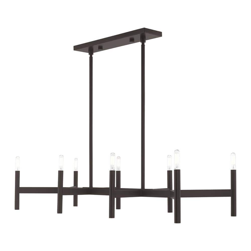 Copenhagen Bronze 8-Light Industrial Linear Chandelier