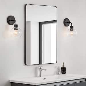10.62 in. 1-Light Modern Black Globe Vanity light Wall Sconce (Set of 2)
