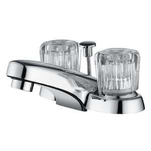 Prime Classic 4 in. Centerset Double-Handle Bathroom Faucet Rust Resist in Polished Chrome