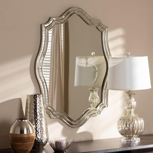 Baxton Studio Medium Oval Antique Silver Art Deco Mirror (38 in. H x 29 in.  W) 150-8899-HD - The Home Depot
