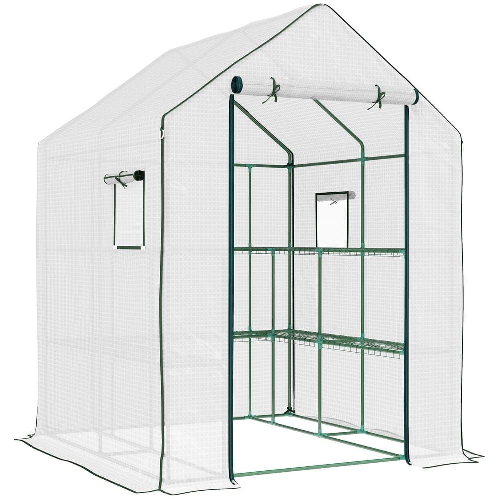 56.25 in. W x 55 in. D x 74.75 in. H Portable Greenhouse with 2 Tier U-Shap