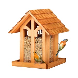 Long Lasting Brown Wood Hanging Wild Bird Seed Feeder - 4 lbs. (1-Pack)