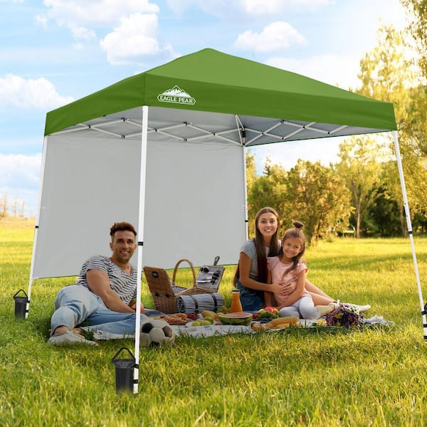 EAGLE PEAK 10 ft. x 10 ft. Outdoor Pop Up Slant Leg Canopy Tent with Wall Panel