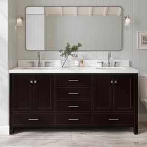 Cambridge 72.25 in. W x 22 in. D x 36 in. H Double Sink Freestanding Bath Vanity in Espresso with Carrara Quartz Top