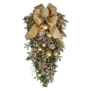 28 in. Battery-Operated Pre-Lit Decorated Artificial Christmas Swag