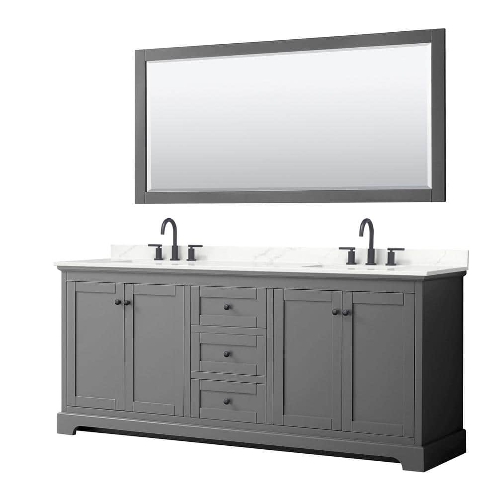 Avery 80 in. W x 22 in. D x 35 in. H Double Bath Vanity in Dark Gray with Giotto Quartz Top and 70 in. Mirror price history on PriceWatchPro