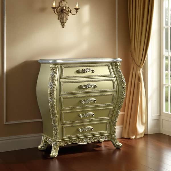 Otis Gold 6-Drawer 23 in. Wide Tall Chest of Drawers Dresser Without Mirror
