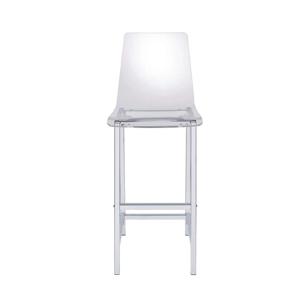 Clear Acrylic and Chrome 30" Modern Bar Stools, Set of 2