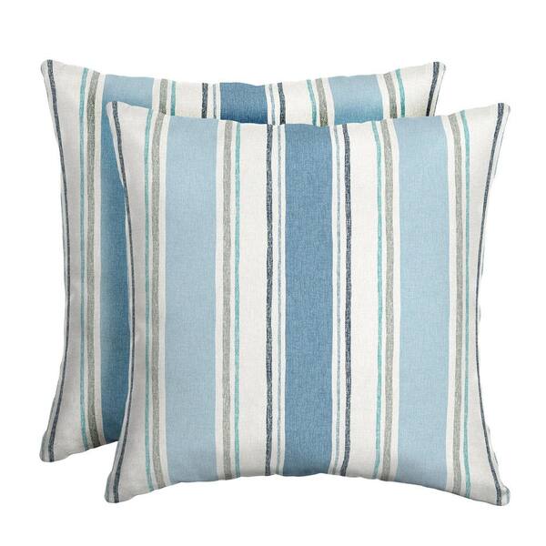 ARDEN SELECTIONS 16 in. x 16 in. French Blue Linen Stripe Outdoor Throw