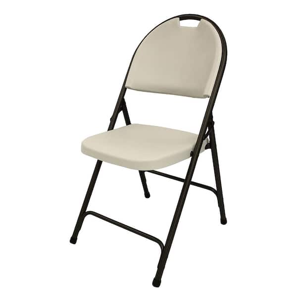 HDX Earth Tan Plastic Seat Outdoor Safe Folding Chair