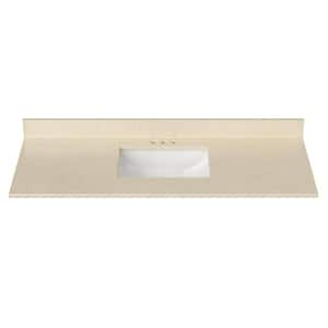 55 in. W x 22 in. D Cultured Marble Rectangular Undermount Single Basin Vanity Top in Winter Snow