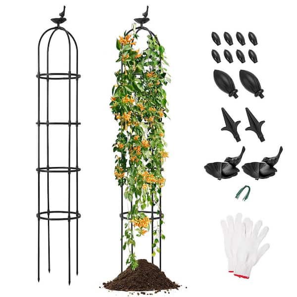 2-Pack 79 in. H x 12 in. W PE-Coated Steel Trellis in Black