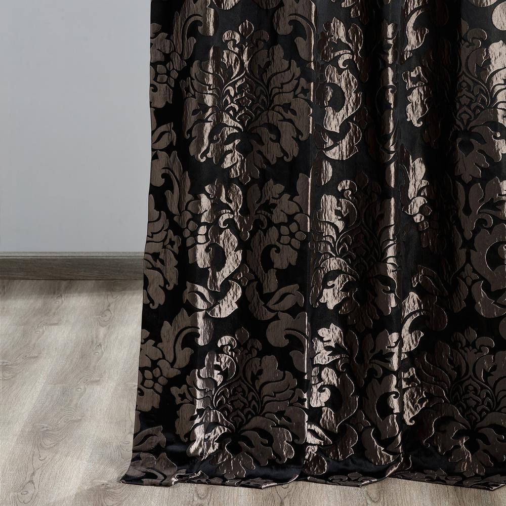 Astoria Black Faux Silk Room-Darkening Curtain Panel, 50 x 108