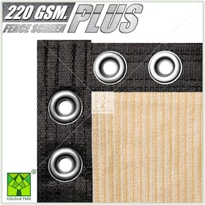 4 ft. x 50 ft. Heavy-Duty PLUS Beige Privacy Fence Screen Mesh Fabric with Extra-Reinforced Grommets for Garden Fence