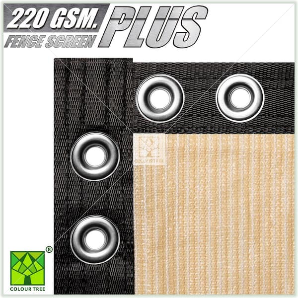 COLOURTREE 5 ft. x 50 ft. Heavy-Duty PLUS Beige Privacy Fence Screen Mesh Fabric with Extra-Reinforced Grommets for Garden Fence