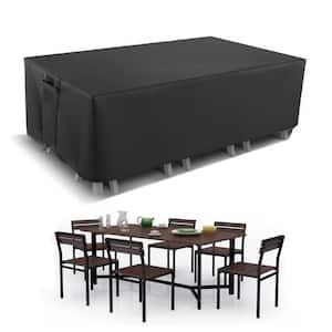 Waterproof Heavy-Duty 103 in. L x 75 in. W x 28 in. H Black Rectangular Outdoor Table and Chair Set Cover