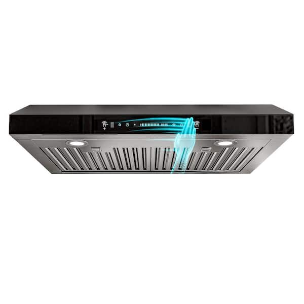 30 in. 900 CFM Ducted Under Cabinet Range Hood in Black Glass with 3-Venting Options, Touch and Gesture Control, Remote