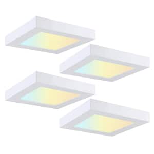 4-Pack 5.5 in. Square Color Selectable LED Integrated LED Flush Mount Downlight, White