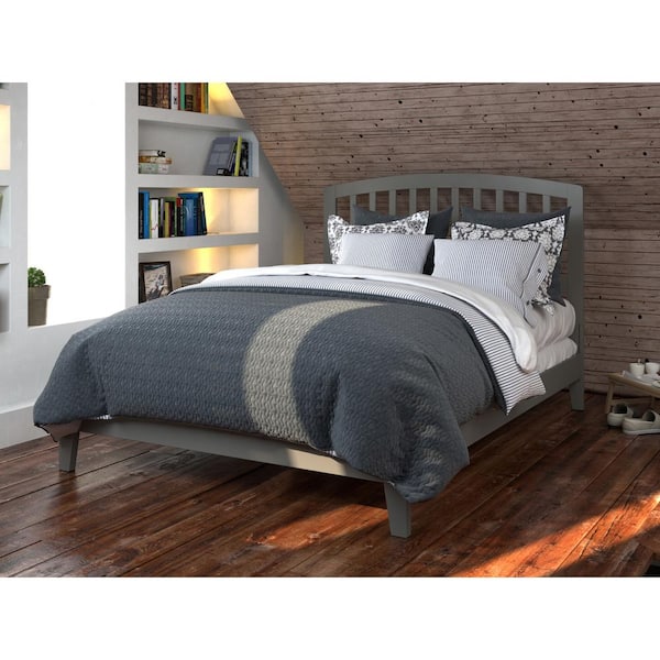 AFI Richmond Grey Full Solid Wood Frame Low Profile Platform Bed with Attachable USB Device Charger