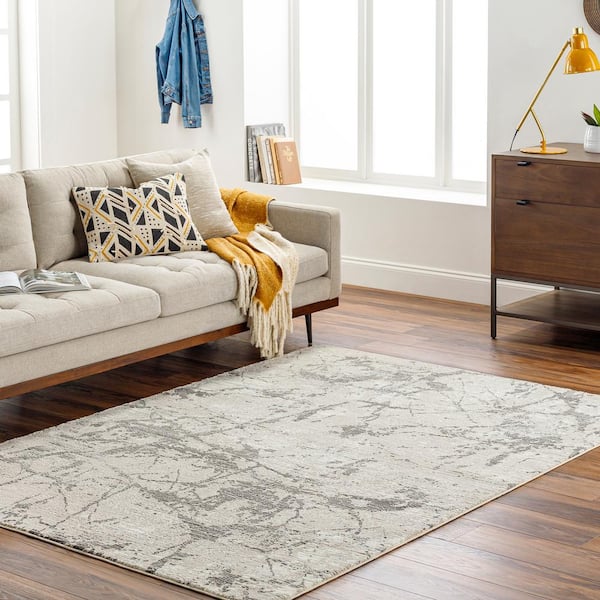 Alder Gray 5 ft. x 7 ft. Abstract Indoor Machine-Washable  Area Rug