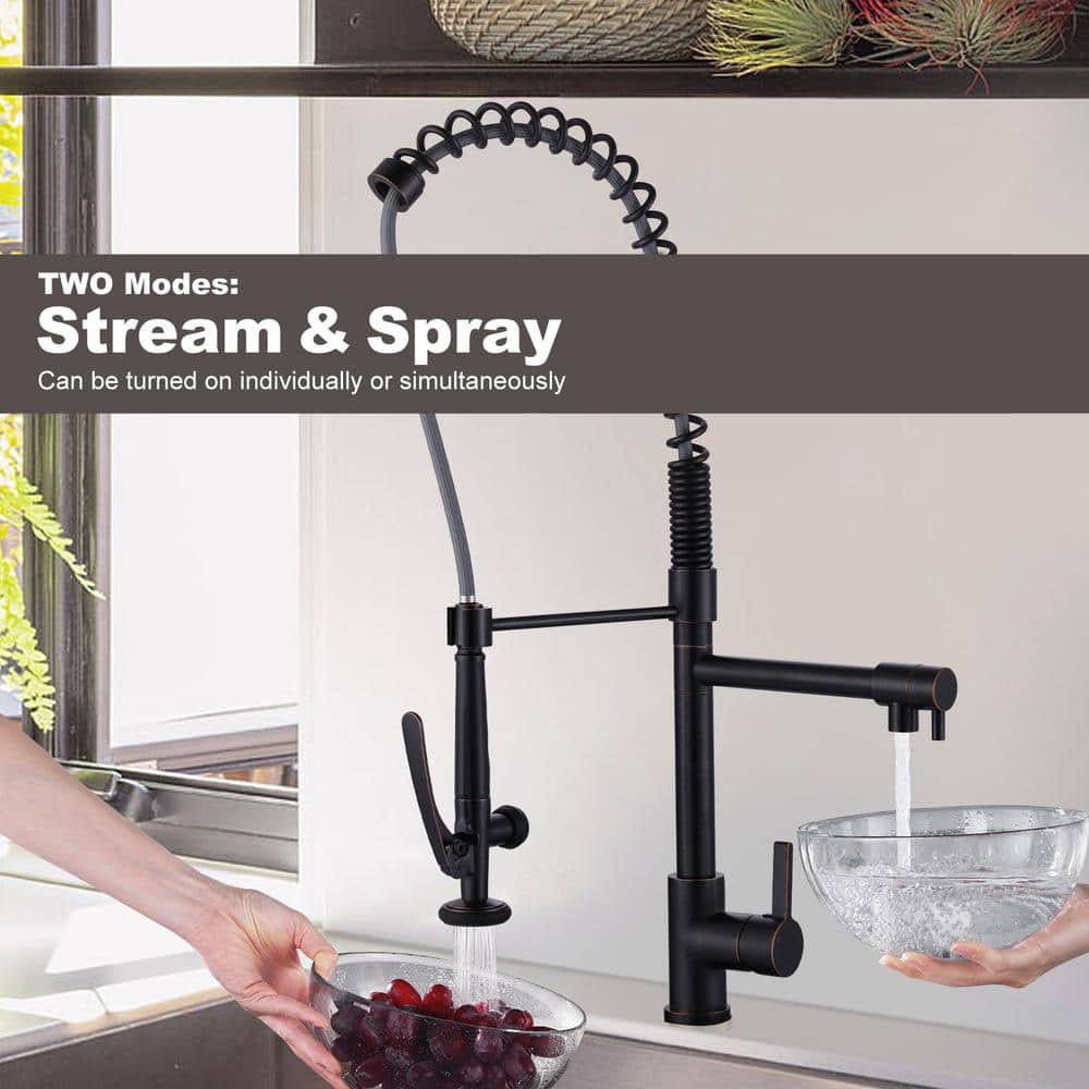 Oil Rubbed Bronze Single Handle Pull Out Sprayer Kitchen Faucet