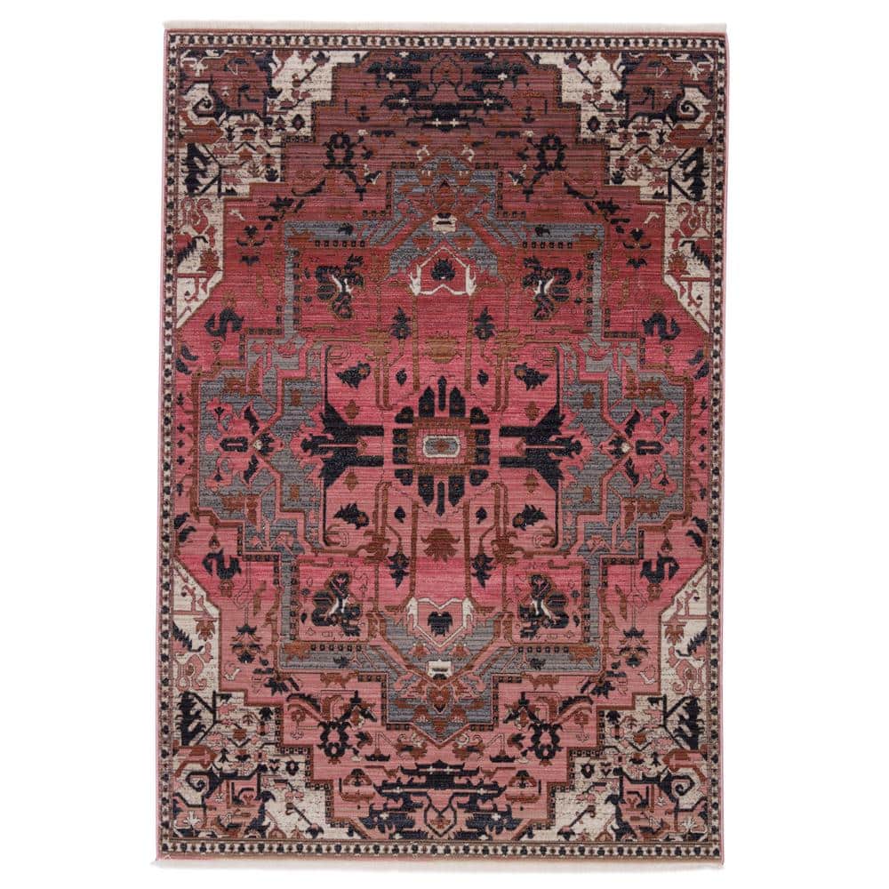 Pink and Gray Medallion Synthetic 5'x8' Area Rug