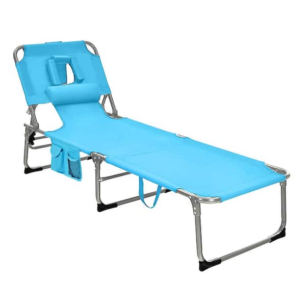 Gymax Outdoor Turquoise Fabric Portable, Portable Lounge Chair Beach