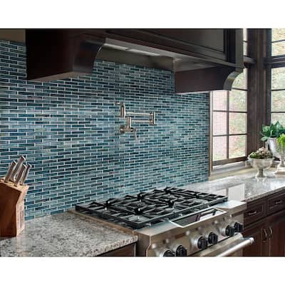 Glass Mosaic Tile The Home Depot, Linear Glass Tile Backsplash